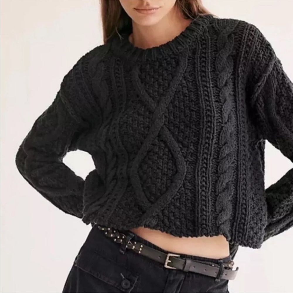 Free People Cutting Edge Chunky Cable Knit Sweater XL